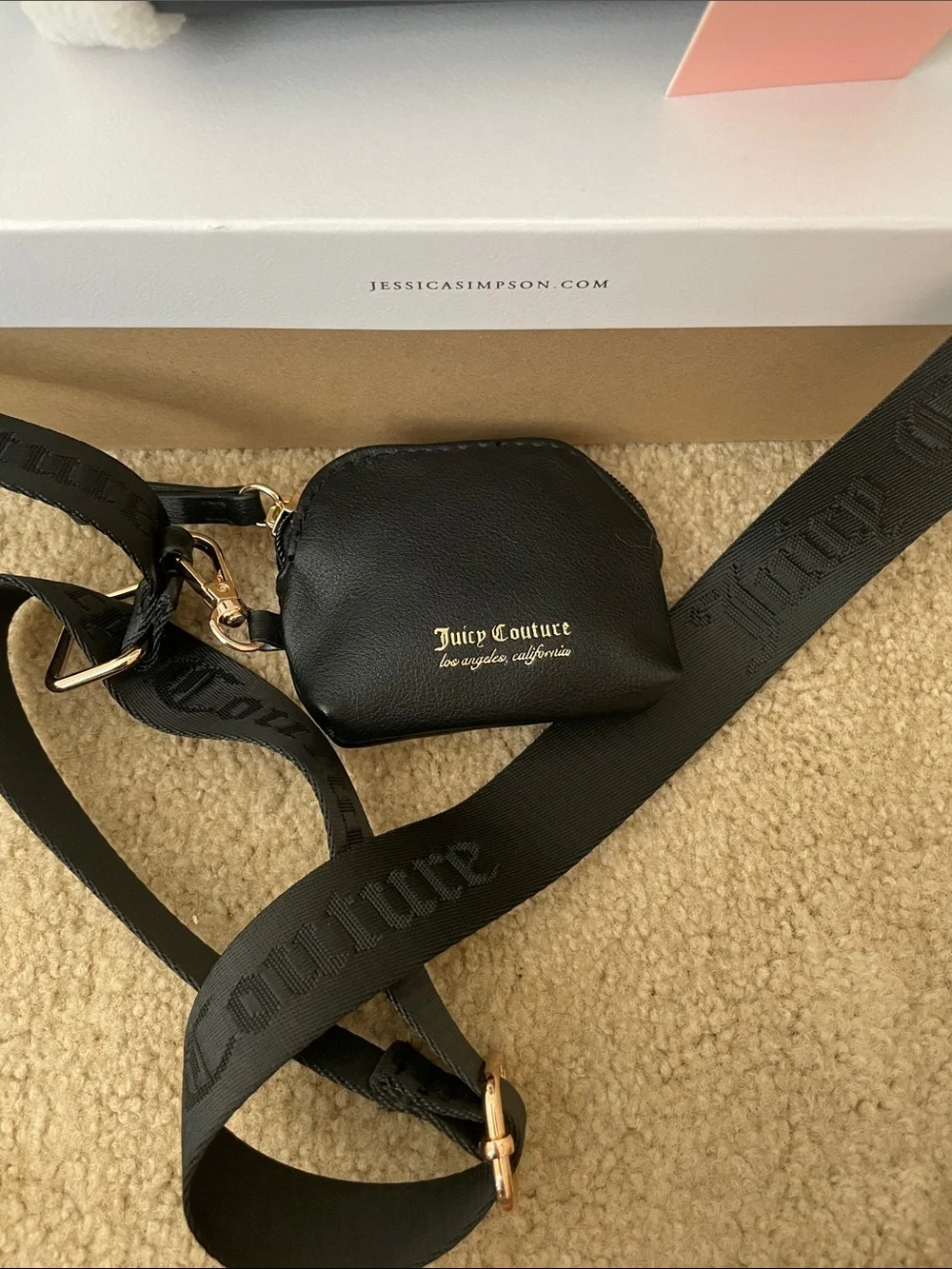 Juicy Couture Black Satchel with Cream Shearling Trim